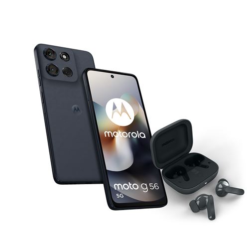 Pack Smartphone Motorola G56 6 72 Double SIM Oyster + Ecouteurs Motorola Buds Bass shadow