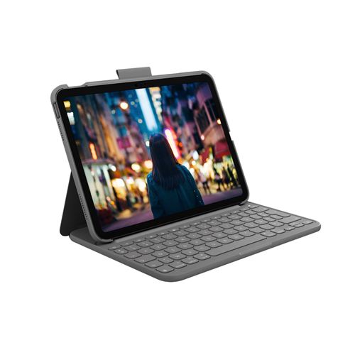 Etui clavier intégré Logitech Slim Folio Gris pour iPad 10e génération et A16