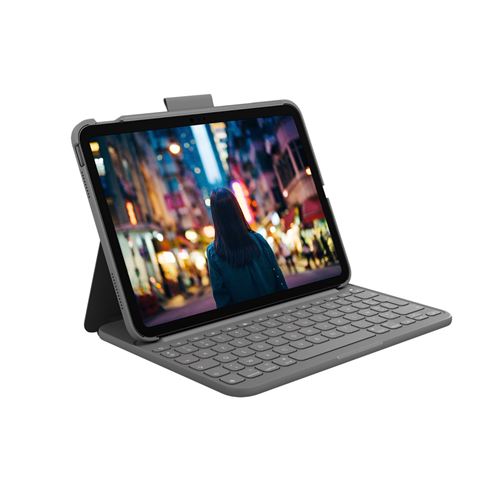 Fnac.com : Etui clavier intégré Logitech Slim Folio Gris pour iPad 10e génération et A16 - Claviers pour tablette.  pour les adhérents. Commandez vos produits high-tech au meilleur prix en ligne et retirez-les en magasin.