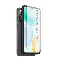 Casr Halfharde achterhoes Zwart + Glazen screenprotector Transparant voor Honor X5C Plus