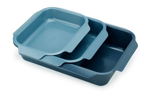 Joseph Joseph Nest Set de 3 plats a rotir ergonomiques et emboîtables Bleu - vue 4