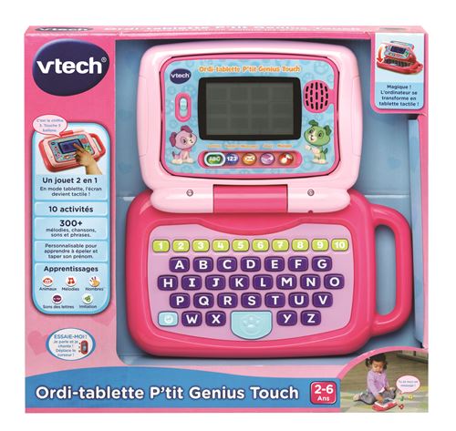 Ordi-tablette Vtech P'tit Genius Touch Mauve - Ordinateur éducatif