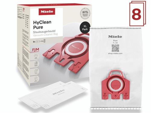 Pack de 8 sacs à poussières Miele HyClean Pure FJM PACK XL 80% Blanc et Rouge