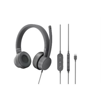 Casque PC filaire Lenovo Go ANC Gris