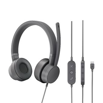 Casque PC filaire Lenovo Go ANC Gris