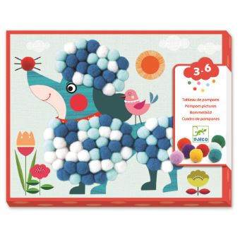 Coffret créatif Djeco Tableau de pompons Des chiens à caresser