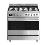 Centre de cuisson Smeg C92GPX9 Double fours 2700 W/2500 W et 6 foyers gaz 90 cm Inox