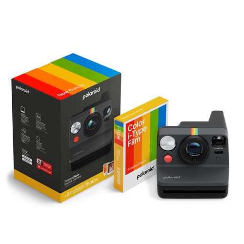 Appareil photo instantané Polaroid Now + Pack de films 8 photos Noir