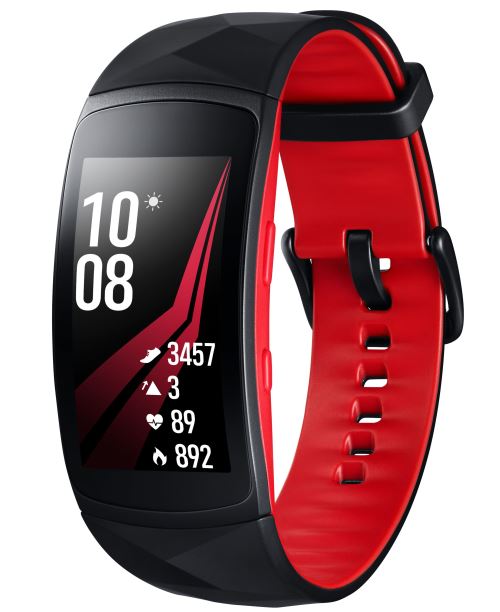 Bracelet Connecté Samsung Gear Fit2 Pro Noir et Rouge Taille S