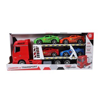 Camion de transport friction Turbo Challenge avec 4 voitures de sport Modèle aléatoire - 1