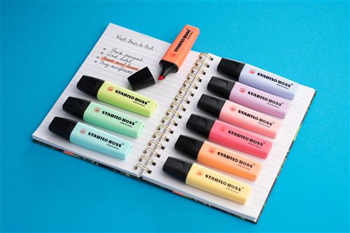 Surligneurs STABILO GREEN BOSS Pastel Lot De 4 - Écoresponsable, Rechargeable