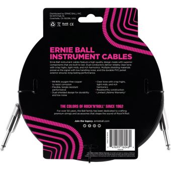 Câble instrument Ernie Ball jack 6048 Noir