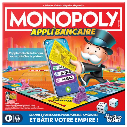 Monopoly Appli bancaire jeu de plateau avec appli pour appareil type smartphone dès - vue 3