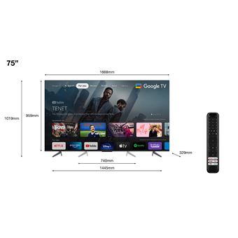 TV QLED Tcl 75C645 190 cm 4K UHD 2023 Smart TV Noir