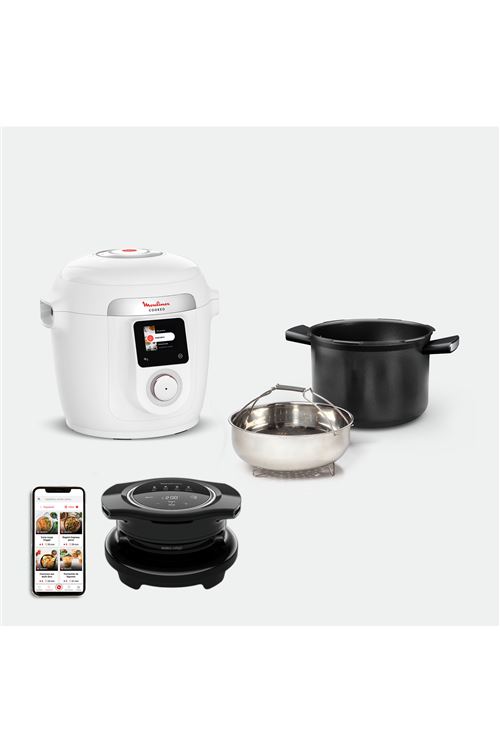 Multicuiseur Haute Pression Cookeo Moulinex WiFi 9-En-1 + Couvercle Air Fryer Extra Crisp Yy5855Fb Blanc