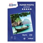 Papier d'impression Avery Dennison 40 feuilles brillantes 10x15 Blanc