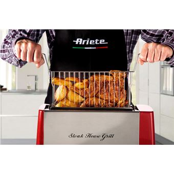 Grill vertical Ariete Party Time Steak house Grill 1300 W Gris et Rouge