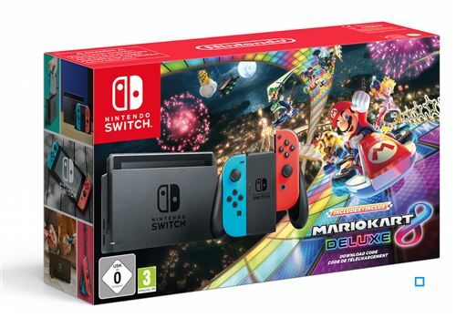 Nintendo Switch with Neon Blue and Neon Red Joy-Con - Mario 