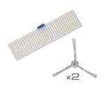 Kit de rechange pour aspirateur robot Rowenta 2 Brossettes latérales avec 1 filtre à poussière fine ZR740002 Blanc