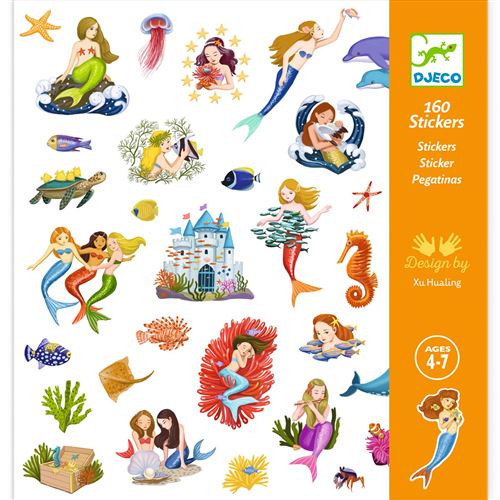 4 Planches de 160 stickers Djeco Sir&egrave;nes - Multicolore