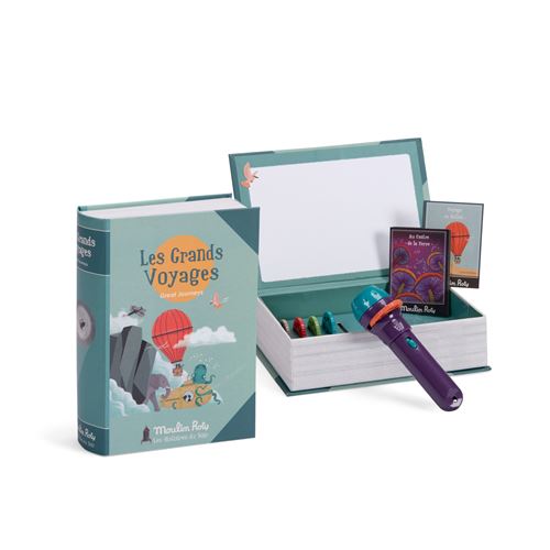 Jeu éducatif et électronique Moulin Roty Lampe à histoires livre Les grands voyages Les Histoires du Soir