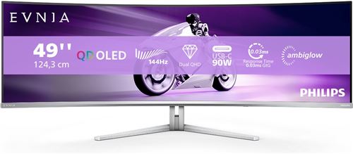 Écran PC Philips Evnia 8000 49M2C8900L 48.9" Dual QHD QD-OLED Blanc