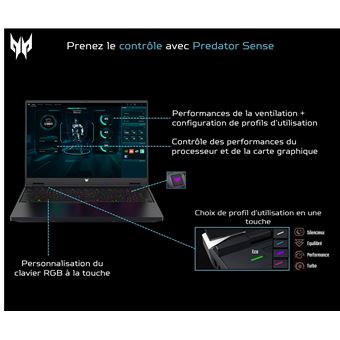 PC Portable Gaming Acer Predator Helios 18 PH18-71-760P 18" Intel Core i7 16 Go RAM 1 To SSD Noir abyssal