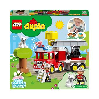 LEGO 10903 Duplo Town La Caserne De Pompiers avec Jouet Camion, Lumière,  Son et 2 Figurines, Jeu de Construction Enfants 2-5 Ans
