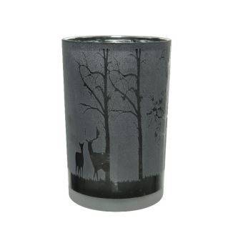 Décoration de Noel Kaemingk Photophore verre Renne Arbre Noir