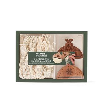 Kit jeu créatif Graine creative 4 Suspensions en bois et macramé