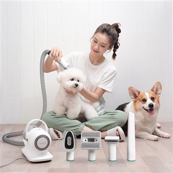 Aspirateur à poils de chien, kit de toilettage pour chien, aspirateur de  toilettage pour animaux domestiques, tasse à poussière de 2,3 L, aspirateur