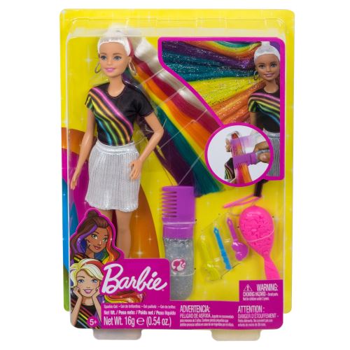 Poupée Barbie Chevelure arc-en-ciel à paillettes