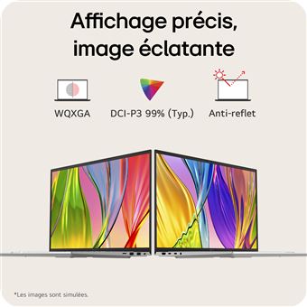 LG Gram 16Z90TL - PC Portable 16 Pouces Ultra-léger 1.23kg, écran QHD+ 99% DCI-P3, Intel Ultra 7, 32 Go RAM, 1 To SSD, Windows 11 Home - 11