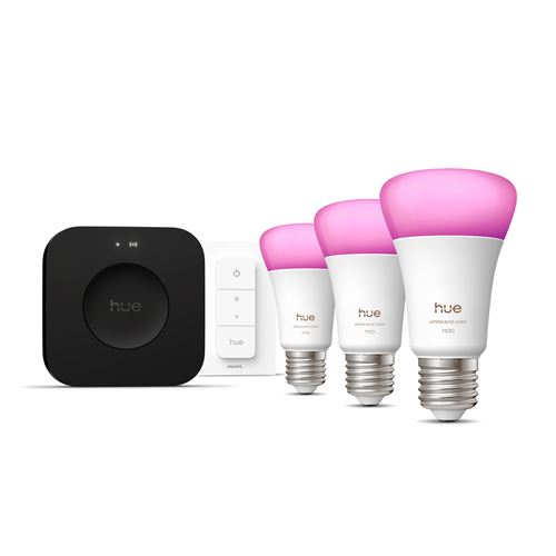 Kit de Démarrage Ampoules Connectées Philips Hue E27 – 3 Ampoules avec Dimmer Switch - vue 2