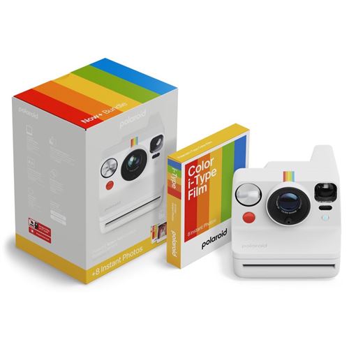 Appareil photo instantané Polaroid Now+ Génération 3 + Pack de films 8 photos Blanc