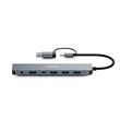 Hub USB Urban Factory 7 ports USB-A 3.0 Gris anthracite + Adaptateur USB-A femelle USB-C mâle + Alimentation 5V