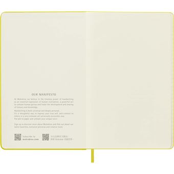 Carnet grand format Moleskine rigide ligné Soie Jaune paille