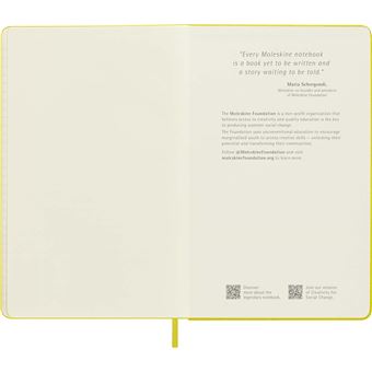 Carnet grand format Moleskine rigide ligné Soie Jaune paille