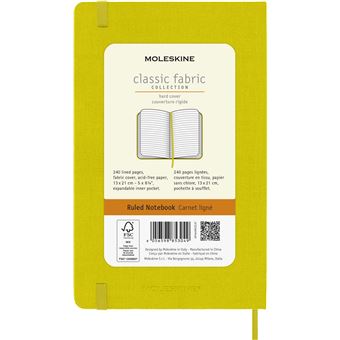 Carnet grand format Moleskine rigide ligné Soie Jaune paille