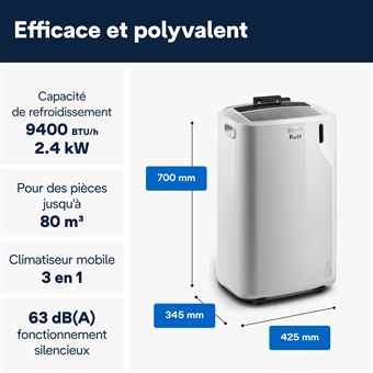 De'Longhi Pinguino PAC EM82 - Climatiseur - mobile - 2.6 EER - blanc