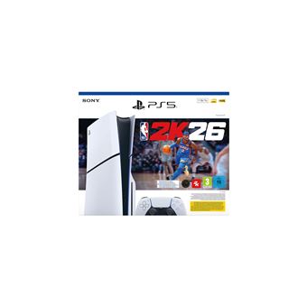 Bundle - PlayStation 5 Sony Konsole, Standard Edition Slim, Weiss und Schwarz + NBA 2K26 - 1