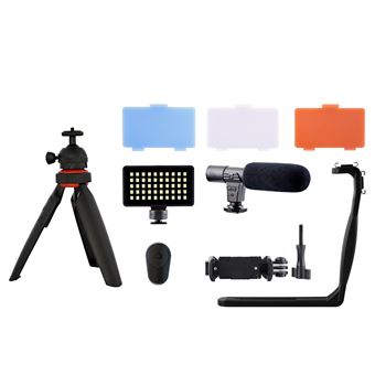 Pack Trépied Muvit pour Vlogging vidéo + LED + Microphone Noir - Accessoire  photo - Achat & prix