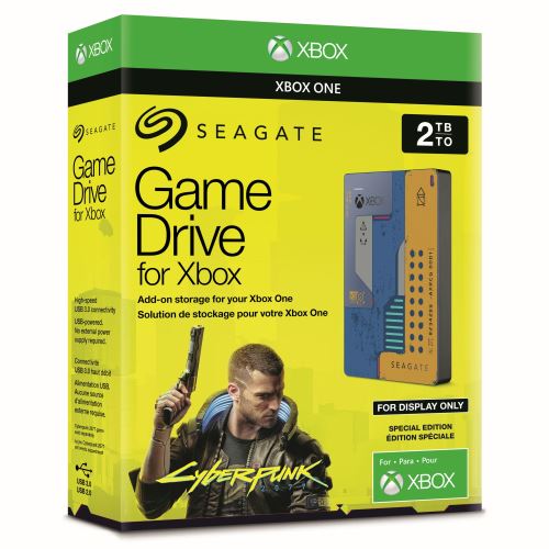 Seagate Game Drive for Xbox STEA2000428 - Cyberpunk 2077 Special Edition - disque dur - 2 To - externe (portable) - USB 3.0 - jaune & bleu - pour Xbox One, Xbox One S, Xbox One X