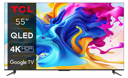 TV QLED TCL 55C645 139 cm 4K UHD Google TV Aluminium brossé