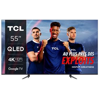 TV QLED TCL 55C645 139 cm 4K UHD Google TV Aluminium brossé - 1