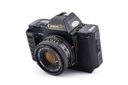 Appareil photo argentique reconditionné Canon T80 + 50mm f1.8 FDn Noir