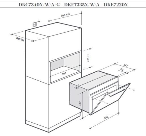 combinato microonde + grill da incasso 40l 1000w bianco/acciaio inox -  dkc7340w - de dietrich