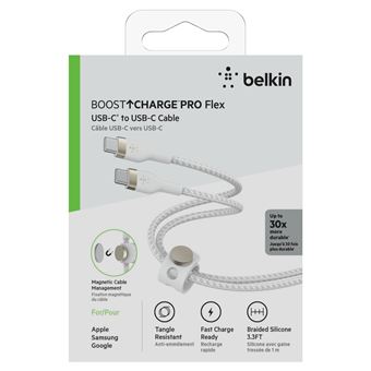 Câble USB-C vers USB-C Belkin Boost Charge Pro Flex 1 m Blanc