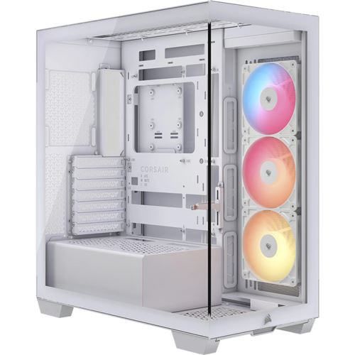 Boîtier PC gaming Corsair 3500X RS-R moyen tour blanc ARGB avec panneau latéral verre trempé