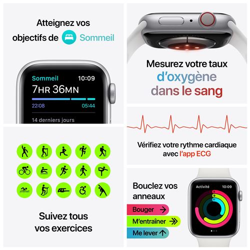 Apple Watch Nike Series 6 GPS 44mm boitier aluminium argent avec bracelet sport Platinium pur Noir Apple Watch Achat prix fnac